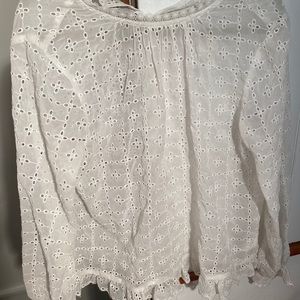 H&M white eyelet blouse NWT